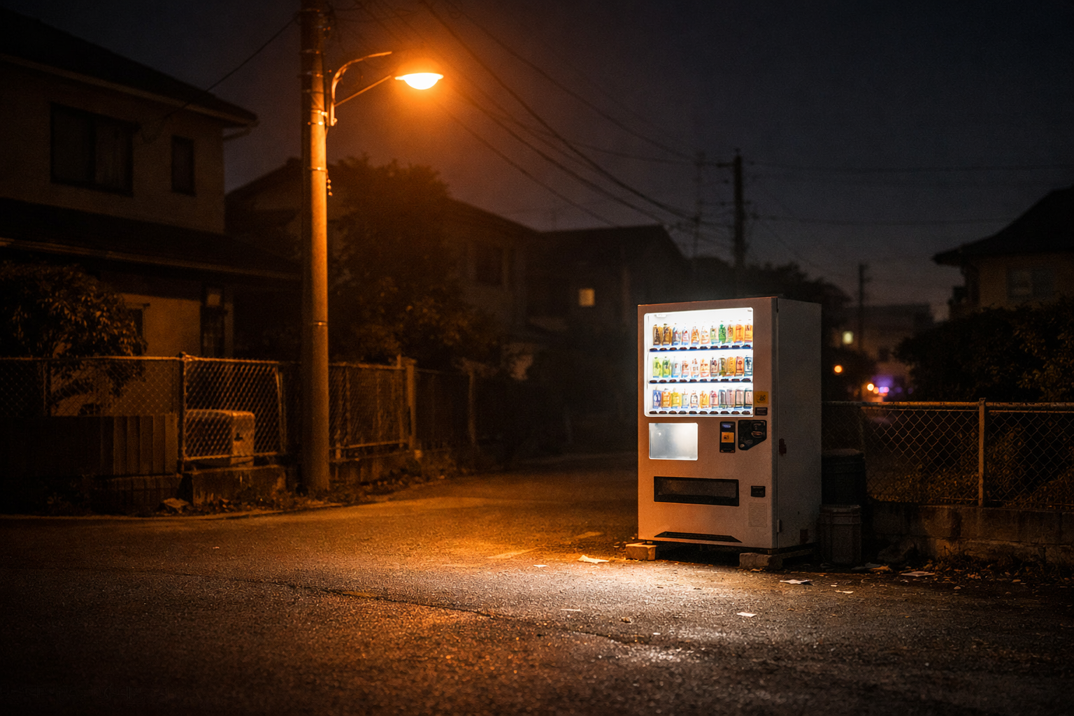 暗闇に浮かぶ自動販売機